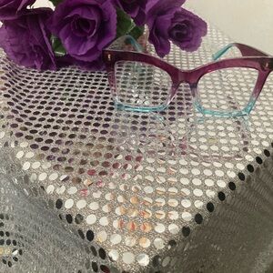 Oversized reading glasses readers +100 purple and blue New